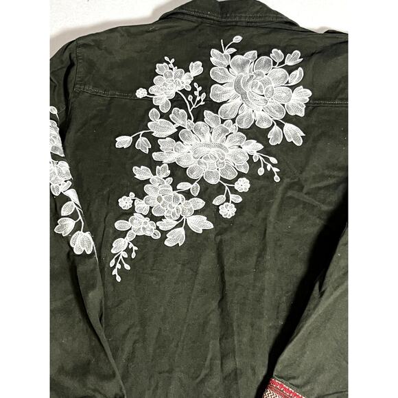 NWT Driftwood Womens Embroidered Military Jacket Green Size Medium - Picture 5 of 14